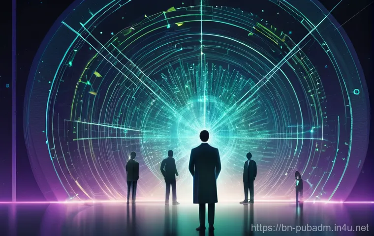 공공행정의 연구 기법 - **Prompt:** A split image or a scene that cleverly merges two research methodologies. On one side, a...