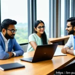 행정에서의 갈등 해결 - A diverse group of Bengali office workers engaged in a lively and open team meeting in a modern conf...