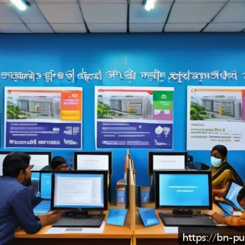 공공행정학의 연구 동향 - A modern government office scene in Bangladesh with diverse civil servants using digital devices lik...