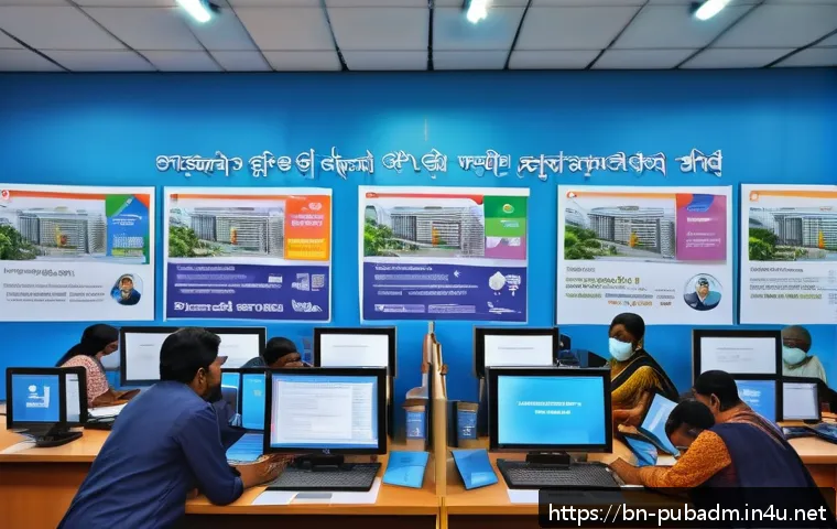 공공행정학의 연구 동향 - A modern government office scene in Bangladesh with diverse civil servants using digital devices lik...