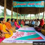 공공정책의 실현 가능성 분석 - A vibrant rural community meeting in Bangladesh, featuring men and women of diverse ages and backgro...